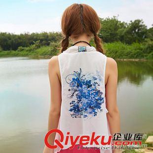 20156月第二批新款上架 2015夏季新款女裝民族風(fēng)數(shù)碼印花太陽衫外披雪紡背心一件代發(fā)原始圖片2