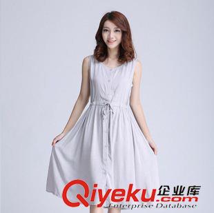20156月{dy}批新款上架 2015新款棉麻文藝女背心裙森系氣質(zhì)紅色夏款吊帶裙連衣裙長裙原始圖片2