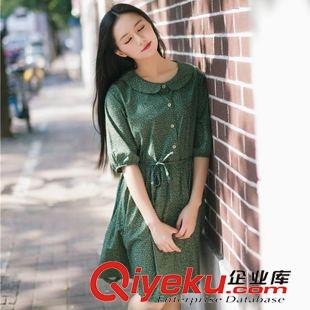 亞麻/棉麻短袖/中袖連衣裙 2015實拍夏季新款棉麻女裝 繡花棉麻長款連衣裙 短袖長裙