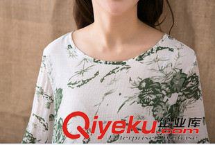 亞麻/棉麻短袖/中袖連衣裙 外貿(mào)特大碼女裝胖mm春季新款皺麻麻棉連衣裙娃娃款荷葉袖女