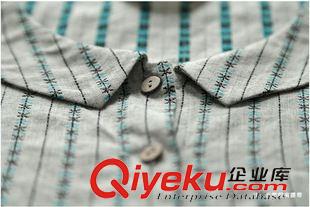 亞麻/棉麻短袖/中袖連衣裙 棉麻連衣裙夏短袖韓版寬松亞麻娃娃裙2015韓國休閑條紋連衣裙女裝