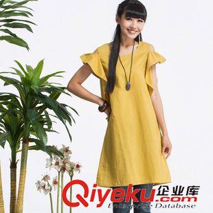亞麻/棉麻短袖/中袖連衣裙 胖mm大碼女裝2015夏裝寬松 中長(zhǎng)款短袖露肩 連衣裙夏棉麻舒適涼爽