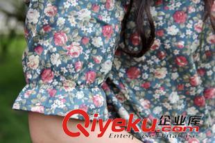 亞麻/棉麻短袖/中袖連衣裙 日系2015森女系復(fù)古文藝棉麻寬松大碼森女碎花純棉連衣裙