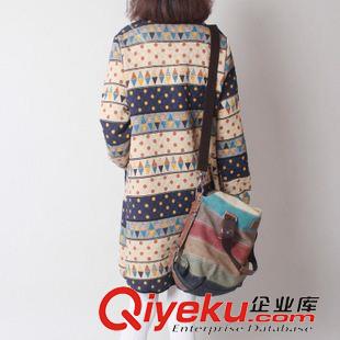 亞麻/棉麻長袖連衣裙 棉麻 原創(chuàng)民族印花純棉加厚夾棉大碼長款連衣裙打底裙