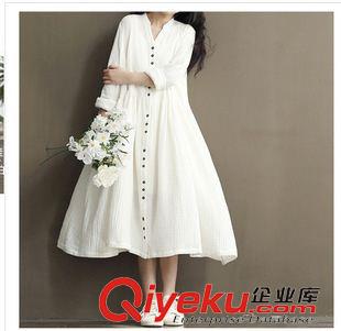 亞麻/棉麻長裙/拖地裙 寬松棉麻上衣印花打底衫文藝?yán)C花大擺裙子長款半身裙兩件套