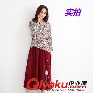 亞麻/棉麻長裙/拖地裙 棉麻秋裝新品裙原創(chuàng)連衣裙文藝系列大碼寬松休閑純色長袖長款裙