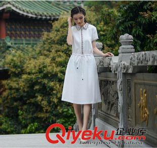 亞麻/棉麻長(zhǎng)裙/拖地裙 200斤加肥加大寬松大碼胖MM褶皺女裝棉麻中長(zhǎng)款短袖連衣裙938