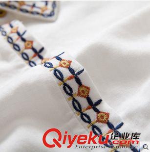 亞麻/棉麻長裙/拖地裙 2015小清新翻領中腰百搭文藝連衣裙刺繡領連衣裙原始圖片2