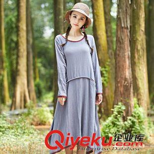 亞麻/棉麻長(zhǎng)裙/拖地裙 秋冬新款棉麻連衣裙 文藝范寬松gd不規(guī)則長(zhǎng)袖長(zhǎng)裙批發(fā)原始圖片2