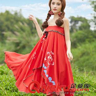 亞麻/棉麻半身裙 民族風2015實拍不規則多層超大擺 印花兩穿裙半身長裙原始圖片2