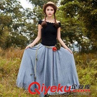 亞麻/棉麻半身裙 文藝棉 長裙2015春夏裝新款女半身裙jdbmm半身裙腰帶裙原始圖片2
