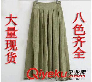亞麻/棉麻半身裙 爆款特！棉麻加長(zhǎng)款女棉麻半身裙森林系半身裙文藝范棉麻半身裙