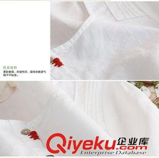 亞麻/棉麻T恤/襯衣/背心 14復古文藝小清新女裝棉麻大版寬松刺繡亞麻襯衫中袖襯衣批發原始圖片3