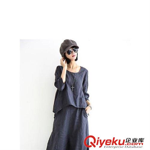 亞麻/棉麻T恤/襯衣/背心 愛芭瑪原創(chuàng)復(fù)古女裝 純手工排扣棉麻襯衫 春夏秋季爆款 tj批發(fā)