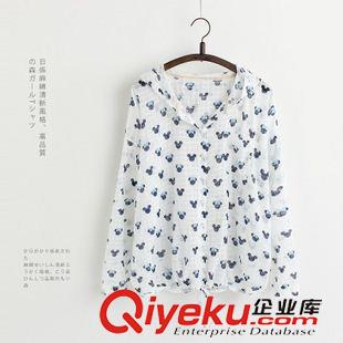 亚麻/棉麻T恤/衬衣/背心 2015秋装女新款学生装棉麻印花连帽长袖短薄款宽松外套 女