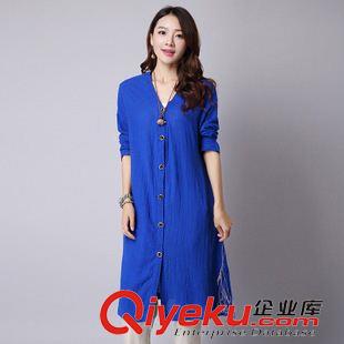 亞麻/棉麻T恤/襯衣/背心 2015秋季新款民族風(fēng)繡花純棉盤扣長袖修身T恤