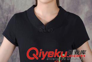 亞麻/棉麻T恤/襯衣/背心 2015 民族風立領盤扣重工刺繡純棉短袖修身T恤原始圖片3