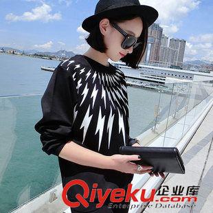 衛(wèi)衣/棉衣 2015秋冬新款閃電大碼長袖情侶衛(wèi)衣抓絨加厚款  韓國代購