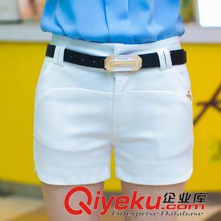 熱短褲、牛仔短褲 實(shí)拍2015春夏新款顯瘦韓版中腰通勒黑色大碼修身熱短褲女式休閑褲原始圖片3