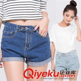 熱短褲、牛仔短褲 實(shí)拍2015夏裝新款寬松大碼闊腿胖mm磨破翻邊女式休閑牛仔褲熱短褲