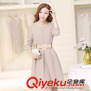 8月7期新品 秋裝新款長袖連衣裙韓版修身顯瘦大碼女裝職業(yè)氣質(zhì)中長款A(yù)字裙原始圖片2