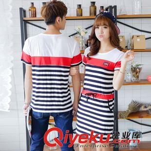 5月1期新品 2015新款夏季情侶裝夏裝女裙子韓版短袖T恤男女學(xué)生班服廠家直銷原始圖片2