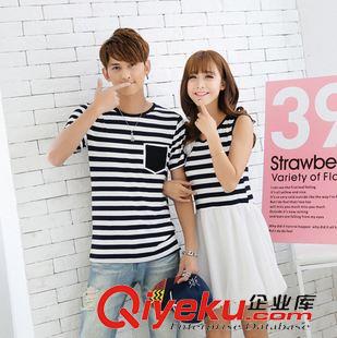 5月1期新品 廠家直銷夏季新款情侶裝 韓國(guó)學(xué)院風(fēng)短袖T恤簡(jiǎn)約淑女裝連衣裙批發(fā)原始圖片3