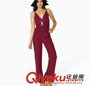 4月10期新品 2015歐美外貿(mào)原單ebay女裝范街頭時尚性感露背V領吊帶雪紡連體褲