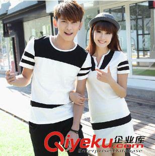 3月30號新品 情侶裝夏季女裙 2015新款韓版修身女裝V領(lǐng)短袖t恤學(xué)生裝廠家直銷原始圖片3