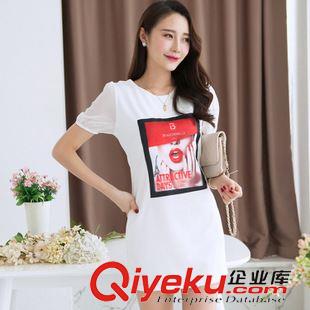 連衣裙 歐洲站夏裝大碼女裝修身棉麻連衣裙韓版圓領(lǐng)印花百褶短袖裙子女