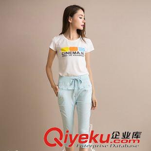 休閑長褲 2015夏季薄款棉麻短褲松緊腰七分褲亞麻女休閑褲顯瘦小腳哈倫褲原始圖片3
