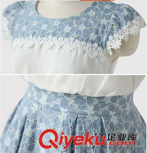 2015春季新品 2015春季装新款女装雪纺短袖韩版中长款连衣裙显瘦镂空连衣裙