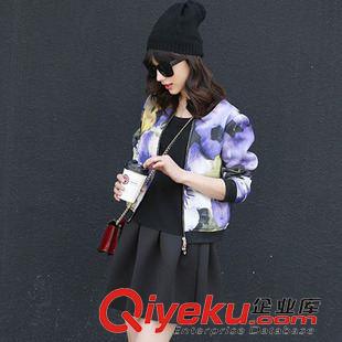 上衣專區 2015秋裝新款寬松棒球服女透氣透氣空氣層印花短外套夾克衫原始圖片2