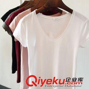所有寶貝 純棉V領(lǐng)翻邊短袖T恤 女 夏原始圖片2