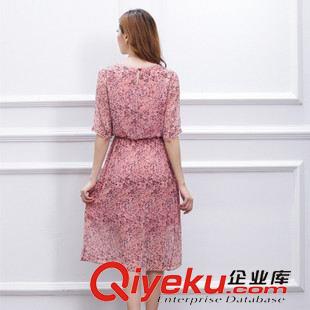 真絲系列 2015新款 高檔顯瘦長(zhǎng)裙女 新款歐美大牌碎花連衣裙原始圖片2
