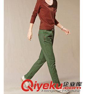 棉麻系列 2015夏季 新款仿棉麻女褲大碼休閑褲森女七彩扣松緊腰長褲原始圖片3