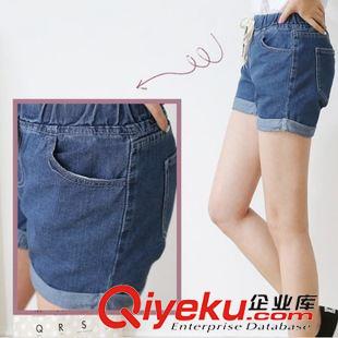 牛仔系列 影視韓模實(shí)拍款牛仔短褲女寬松緊帶系繩闊腿修身顯瘦女原始圖片2