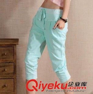 打底褲 2015夏季新品 棉麻薄款松緊腰七分褲亞麻女休閑顯瘦小腳哈倫褲原始圖片3