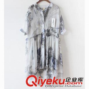 防曬衣 大牌歐美時尚長款花色 前短后長 真絲棉 開衫防曬衣原始圖片3