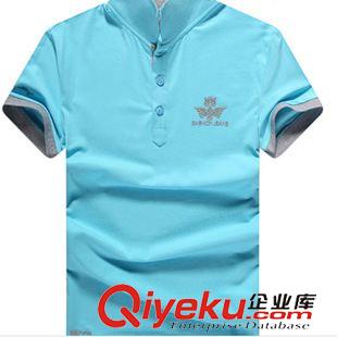短袖短褲T恤 襯衫 夏季新款男士短袖T恤男韓版純棉翻領修身短袖原始圖片3