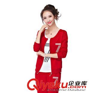 衛(wèi)衣外套 2015秋季新款純色拼接女士運(yùn)動(dòng)服三件套顯瘦休閑套裝大碼衛(wèi)衣套裝原始圖片3