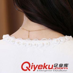 打底衫 模特實拍2015秋冬新款韓版圓領蕾絲花邊打底衫 長袖加絨加厚上衣原始圖片3