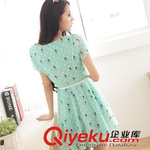 短袖/無袖連衣裙 2015夏裝新款韓版圓領(lǐng)修身蒲公英波點(diǎn)雪紡短袖連衣裙原始圖片3