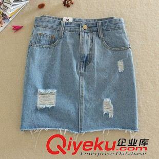 半身裙 2015夏季新款 韓國東大門修身百搭破洞牛仔包裙原始圖片3