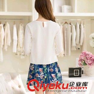 4月新款1期 2015新款春秋顯瘦印花套裝裙潮 中長款兩件套連衣裙女原始圖片3