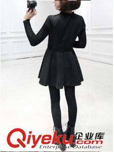 元月新款 新款單排扣收腰蕾絲拼接呢料連衣裙 女長袖針織裙擺連衣裙原始圖片3