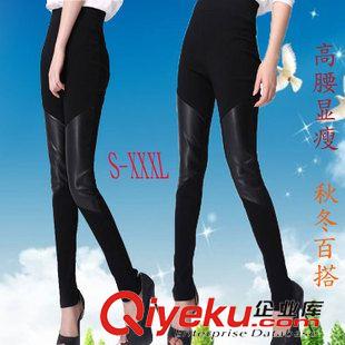 打底褲 pu皮休閑褲 秋冬韓國新款PU皮小腳鉛筆長褲百搭顯瘦大碼外穿彈力高腰打底褲女原始圖片2