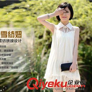 胖mm      孕婦裝 韓國夏季胖MM女裝波點網(wǎng)紗公主百搭修身無袖孕婦裝裙 雪紡連衣裙原始圖片2