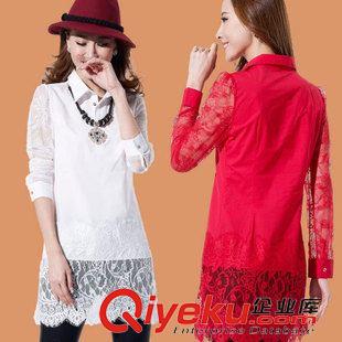 胖mm      孕婦裝 歐美時尚氣質優(yōu)雅胖MM長袖蕾絲鉤花打底衫修身中長款大碼連衣裙女