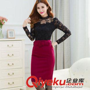 半身裙    2015秋冬新款韓版女裝修身顯瘦高腰毛呢短裙大碼包臀半身裙一步裙原始圖片2